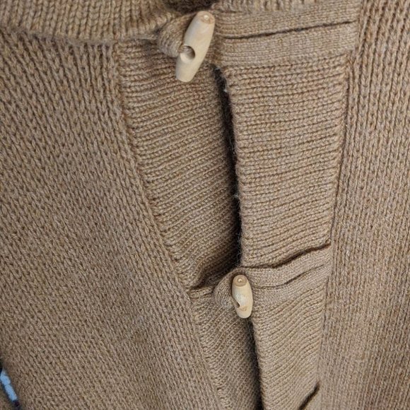 Vintage lamb wool blend knit cardigan camel brown Medium - Picture 6 of 6